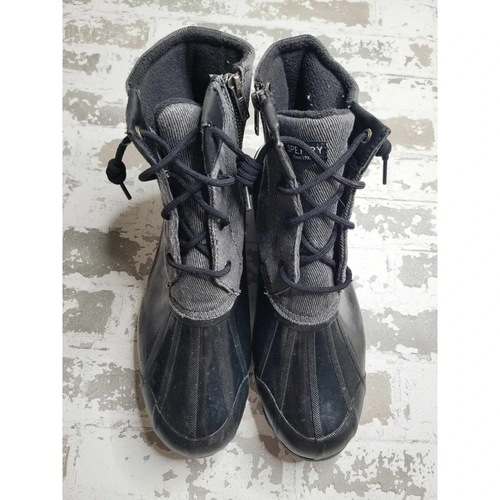 3722 Sperry Waterproof Rubber Boot‎ Black Size 11 Women's
